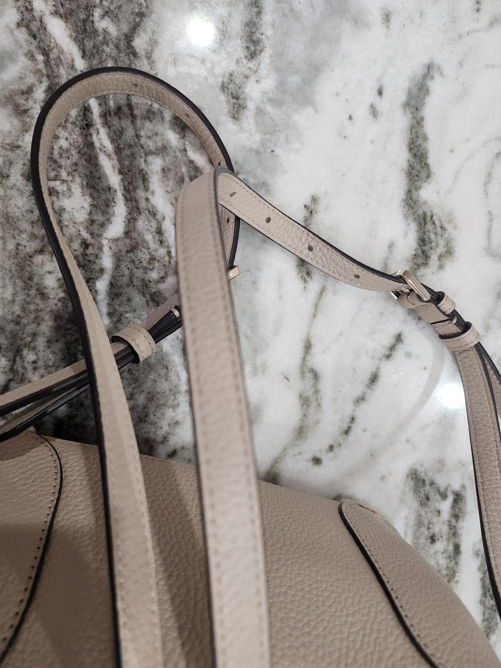 Kate Spade Cream Shearling-Trim Backpack Pen Mark See Pic